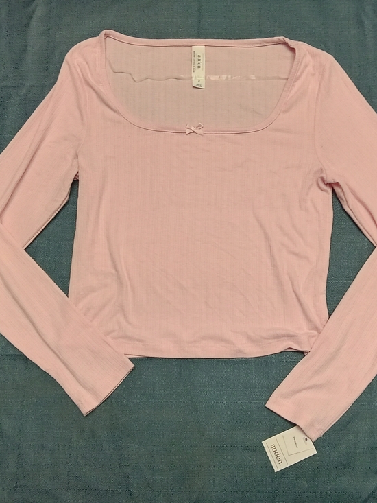 Target Tops - Target Audrey Ribbed Long Sleeve Top - Light Pink